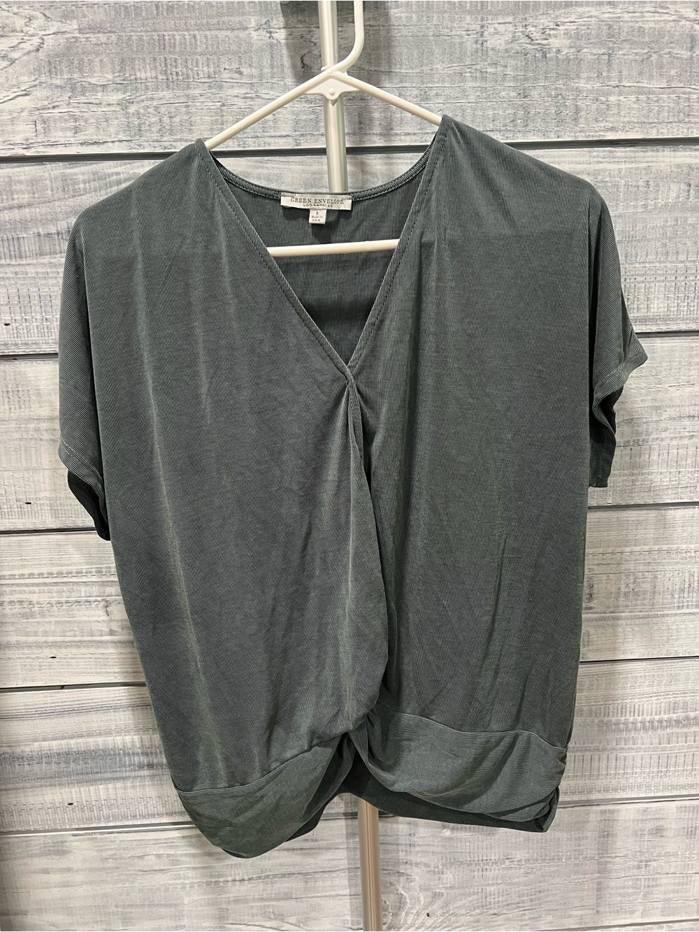 Green Envelope Women's Twist-Front V-Neck Top